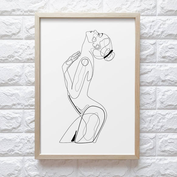 【0411】アートポスター　Naked Woman Body Profile Drawing　海外インテリア　モノトーン 1枚目の画像