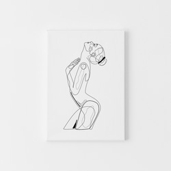 【0411】アートポスター　Naked Woman Body Profile Drawing　海外インテリア　モノトーン 2枚目の画像