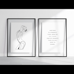 【0411】アートポスター　Naked Woman Body Profile Drawing　海外インテリア　モノトーン 6枚目の画像