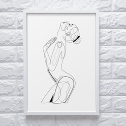 【0411】アートポスター　Naked Woman Body Profile Drawing　海外インテリア　モノトーン 7枚目の画像