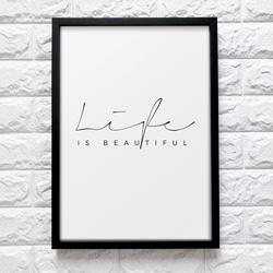【0257】アートポスター　"Life Beautiful" Minimalist Poster 北欧　モノトーン 1枚目の画像