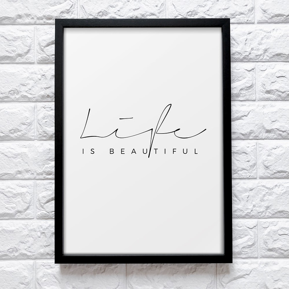 【0257】アートポスター　"Life Beautiful" Minimalist Poster 北欧　モノトーン 1枚目の画像