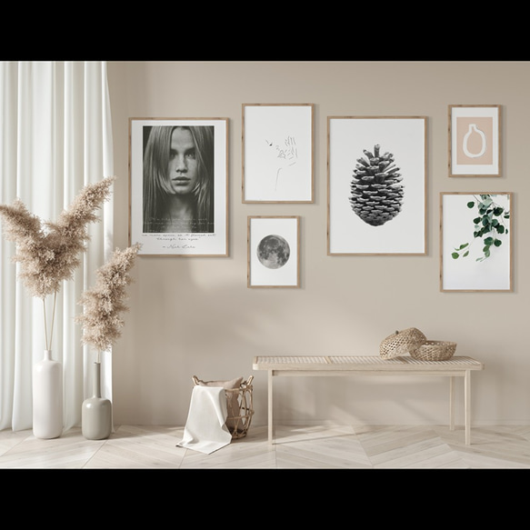 【0039】アートポスター Pine Cone, Scandinavian Wall Decor モノトーン　北欧　海外 7枚目の画像