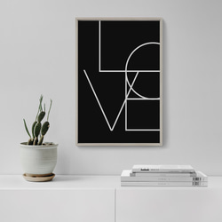 【0032B】アートポスター　LOVE Sign Black Wall Art Print　モノトーン　海外　北欧 4枚目の画像