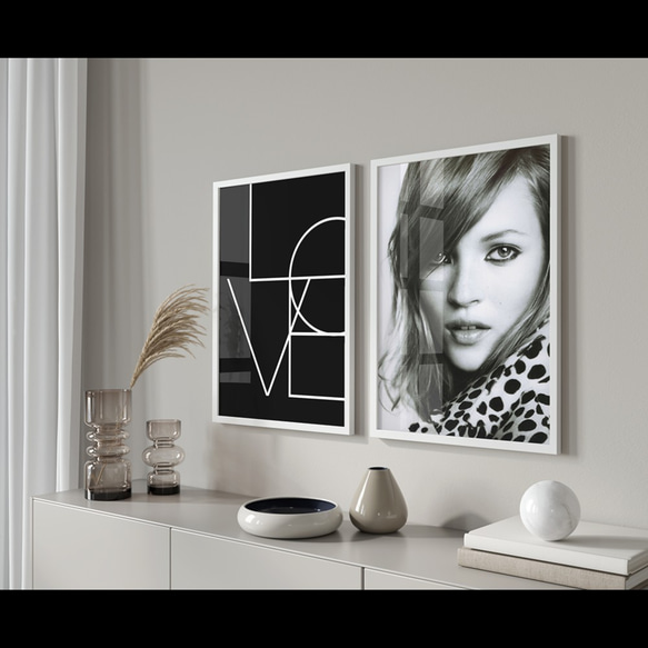 【0032B】アートポスター　LOVE Sign Black Wall Art Print　モノトーン　海外　北欧 6枚目の画像