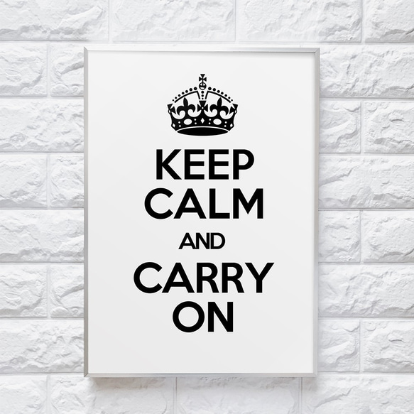 【0428W】アートポスター　KEEP CALM AND CARRY ON POSTER White Ver.　北欧 7枚目の画像