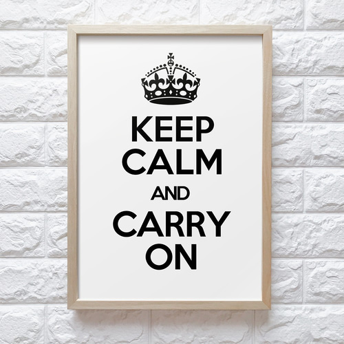 0428W】アートポスター KEEP CALM AND CARRY ON POSTER White Ver