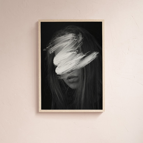 【0408】アートポスター　Girl With Brush Mark Print　北欧　海外 1枚目の画像