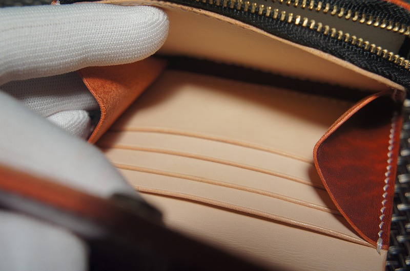 【受注製作】【送料無料】ルガトショルダー　2つ折りミニ財布〈橙〉　本革レザー