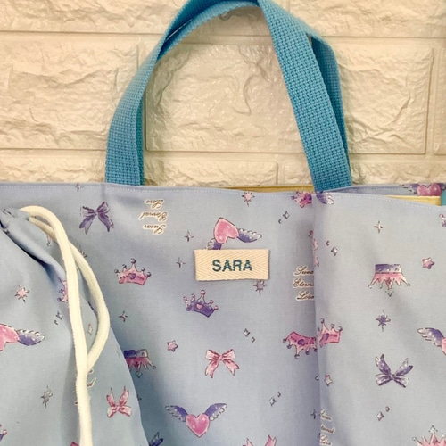 ラスト1点 撥水加工生地のハートのゆめかわレッスンバッグ ピンク