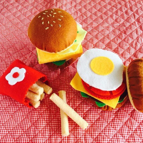 フェルトのハンバーガー屋さん ごっこ メニュー付き ハンバーガー