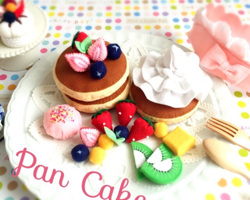 再販6☆フェルト ままごと ホットケーキ パンケーキセット おもちゃ