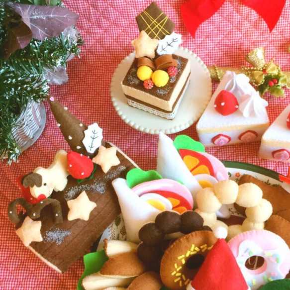 再販3☆フェルト ままごと クリスマスディナーセット ケーキ 3枚目の画像