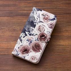 [附相機孔] 相容於 iPhone/Android 老玫瑰 [筆電型智慧型手機殼] 花卉圖案智慧型手機殼 第1張的照片