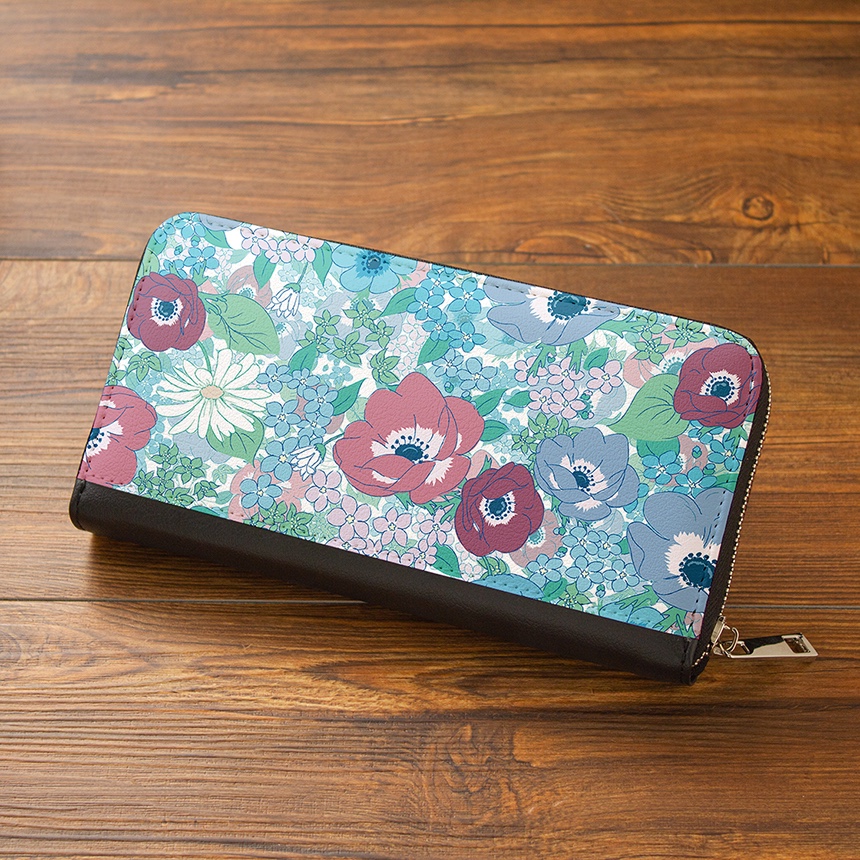 【長財布】アネモネシアン【花柄】【Hanayukiオリジナルアート】財布 大容量