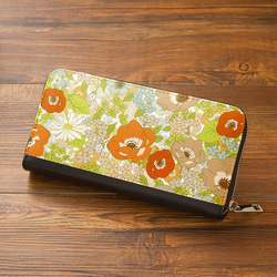 長財布】アネモネオレンジ【花柄】【Hanayukiオリジナルアート】財布