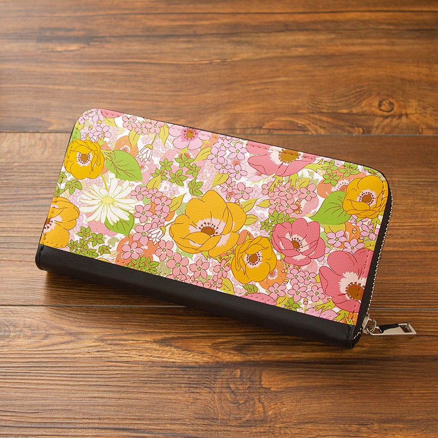 【長財布】アネモネフレッシュピンク【花柄】【Hanayukiオリジナルアート】財布 大容量