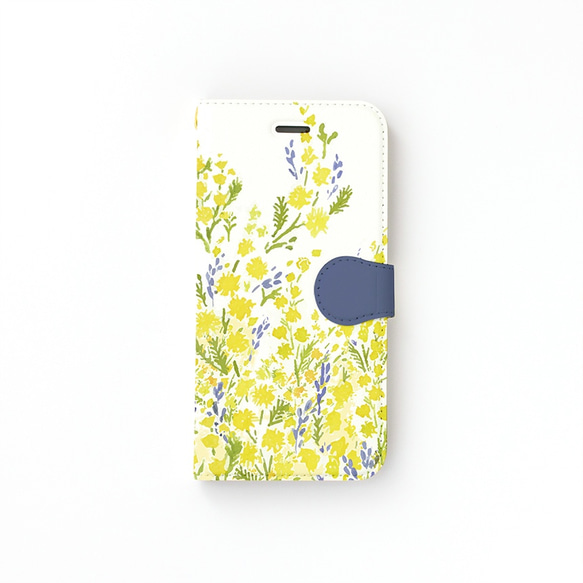 [帶相機孔] 相容於 iPhone/Android Mimosa [筆記本智慧型手機保護殼] 花卉圖案 相容於所有型號 Xper 第3張的照片