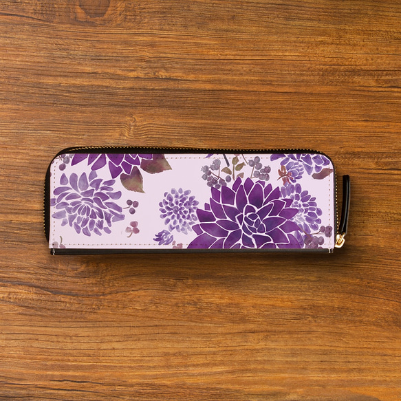 [眼鏡盒眼鏡盒筆盒袋]大麗花淡紫[花卉圖案] 第2張的照片