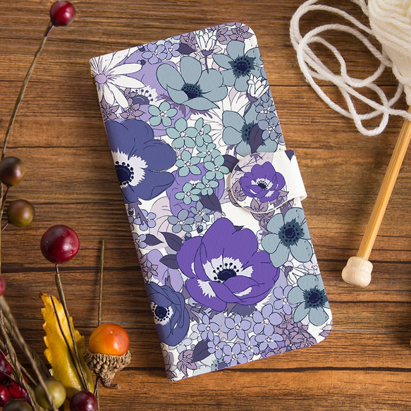 [附相機孔] 相容於 iPhone/Android Anemone Majolica [筆記型智慧型手機保護殼] 花卉圖案 第1張的照片