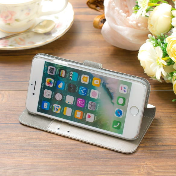 【附相機孔】相容於iPhone/Android大麗花粉紅米色筆電型智慧型手機保護殼花卉圖案iPhone15 第9張的照片