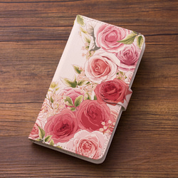 Android的iPhone既[筆記本採用了鏡面式手機殼]大麗花粉紅色米色兼容 第1張的照片