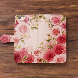 [帶相機孔] iPhone/Android 適用 玫瑰園粉紅色 [翻蓋式智慧型手機外殼] 花卉智慧型手機外殼 第3張的照片