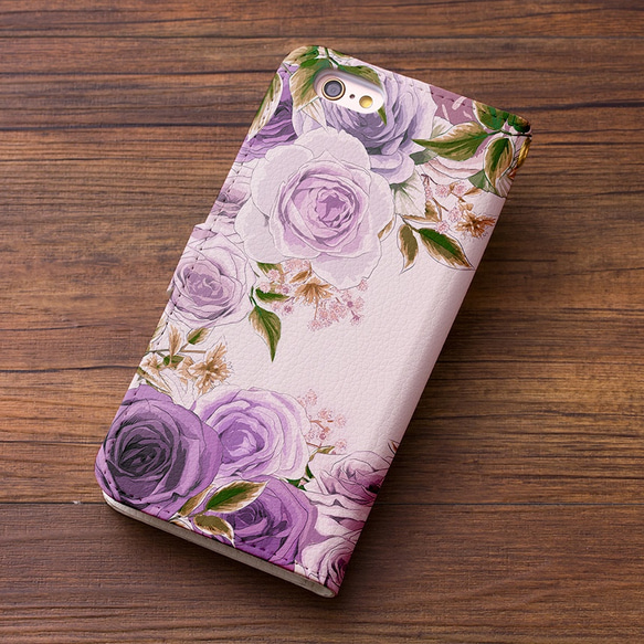 [帶相機孔] iPhone/Android 相容於玫瑰花園紫 [筆記型智慧型手機保護殼] 第2張的照片