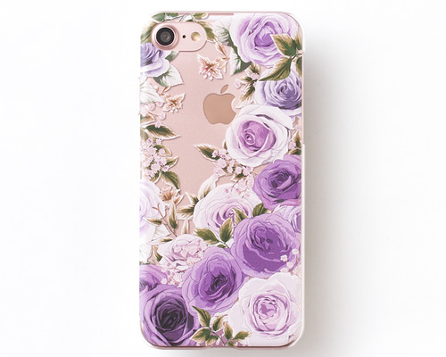 油絵  スマホケース【青と紫薔薇】iPhone8Plus/iPhone7Plus セール 国内 油絵 スマホケース【青と紫薔薇】iPhone8Plus