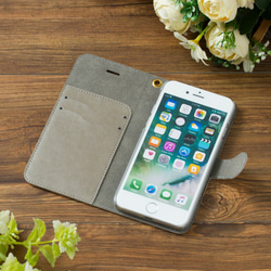 [帶相機孔] 適用於 iPhone/Android 棉花藍色 [翻蓋式智慧型手機外殼] 幾乎適用於所有型號 花卉圖案 第7張的照片