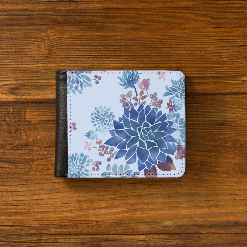 【二つ折り財布】ダリアパウダーブルー【花柄】