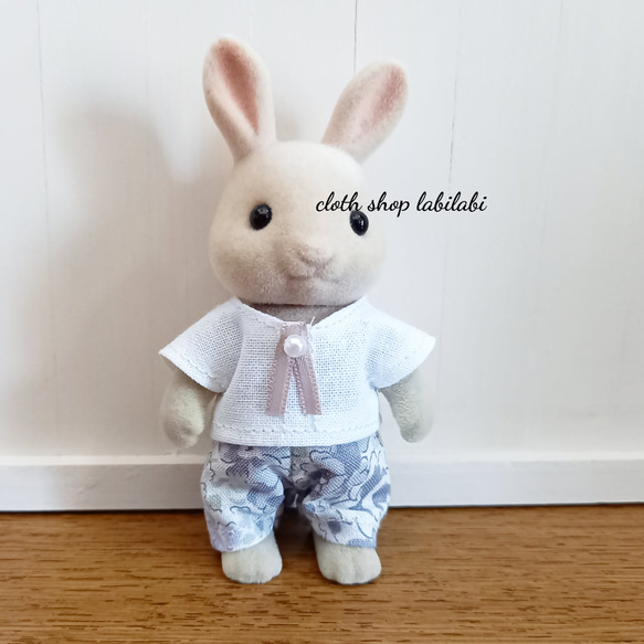 送料無料 シルバニア 服 ハンドメイド 大人サイズのシャツとパンツ