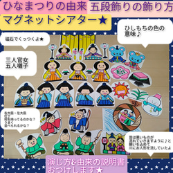 演じ方&由来の説明書つき　ひなまつりの由来のお話　五段飾りの飾り方　磁石でペタリ★マグネットシアター 1枚目の画像