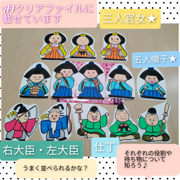 演じ方&由来の説明書つき　ひなまつりの由来のお話　五段飾りの飾り方　磁石でペタリ★マグネットシアター 4枚目の画像