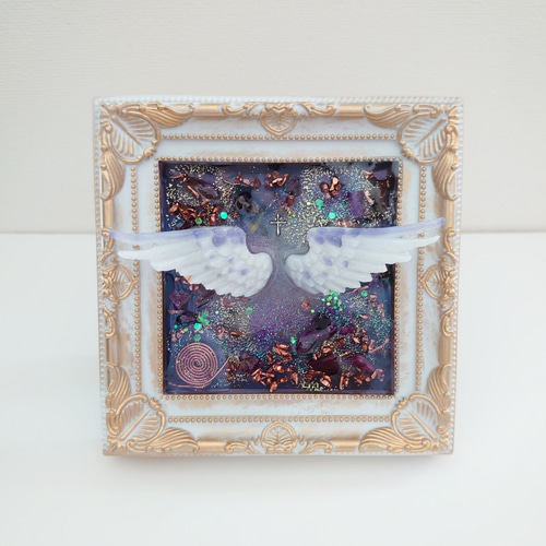 大天使ミカエル*額入りオルゴナイト(ブルースギライト) その他アート