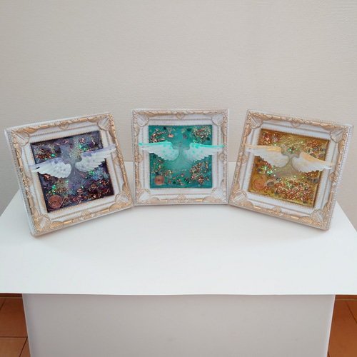 大天使ミカエル*額入りオルゴナイト(ブルースギライト) その他アート