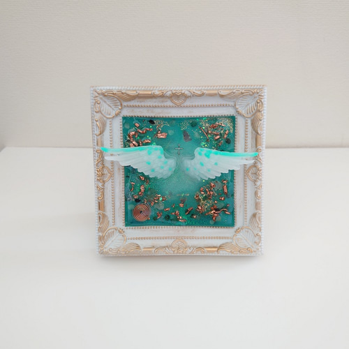 大天使ラファエル*額入りオルゴナイト(エメラルド) その他アート