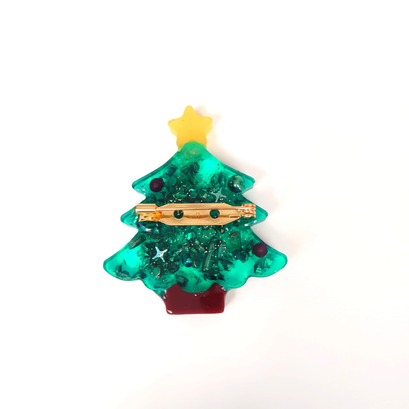 Sale〈再販〉クリスマスツリー＊オルゴナイトブローチ 2枚目の画像