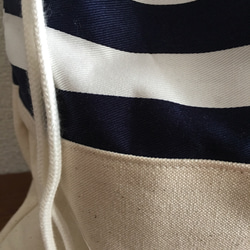 《送料無料》巾着セット✽ボーダー✕帆布 ネイビー 3枚目の画像