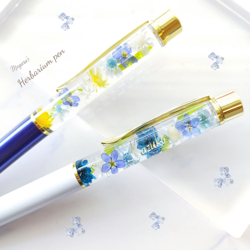 名入れ可》わすれな草の清楚なハーバリウムボールペン❀ギフトにも