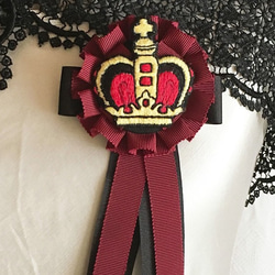 【送料込み】ハートの女王の冠刺繍ロゼット 2枚目の画像