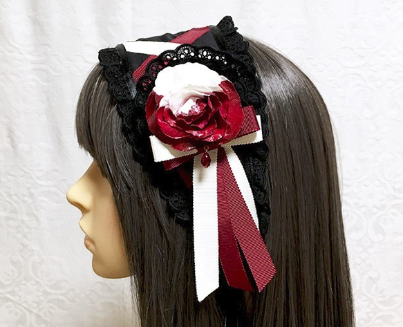送料込み】塗りかけのバラのヘッドドレス ヘッドドレス（アクセサリー 