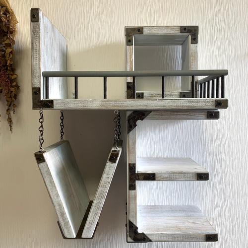 送料無料＊【LOVE型 ウォールシェルフ ホワイトカラー】デザイン  