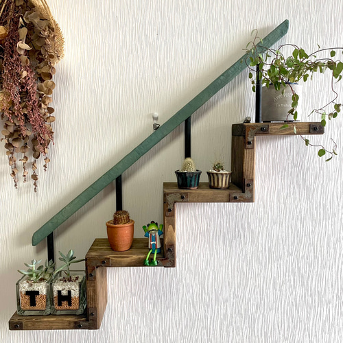 日型 アイアンシェルフ 壁掛け 吊り棚 ラック オシャレ 男前