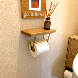 サイズオーダー可】【引取可能】無垢材 縦型のトイレ収納棚 目隠し扉付