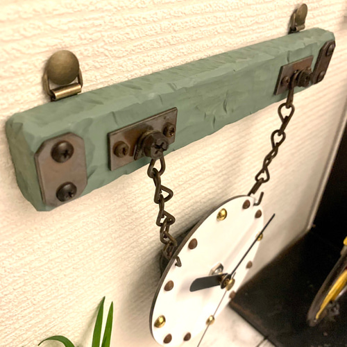 ♪古材風ヴィンテージ掛け時計♪文字盤選べる4カラー♪掛け場所自由 ピスタチオ ☆再販☆♪古材風ヴィンテージ掛け時計♪文字盤選べる4カラー