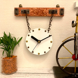 ♪古材風ヴィンテージ掛け時計♪文字盤選べる4カラー♪掛け場所自由 壁掛け時計 ウォールクロック おしゃれ マホガニー 2枚目の画像