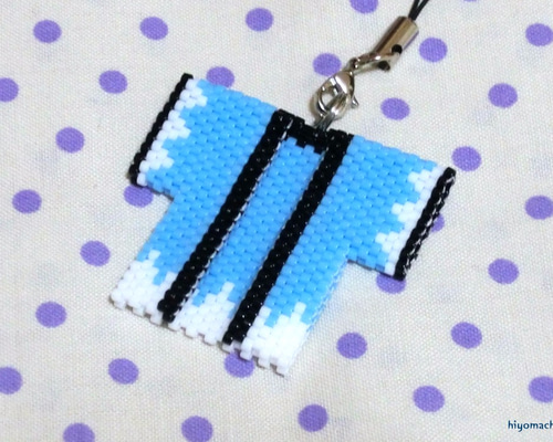 だんだら模様のはっぴストラップ03【水色】 キーホルダー ひよまち