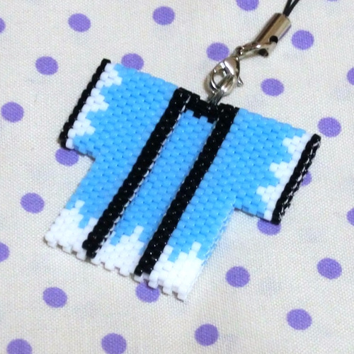 だんだら模様のはっぴストラップ03【水色】 キーホルダー ひよまち