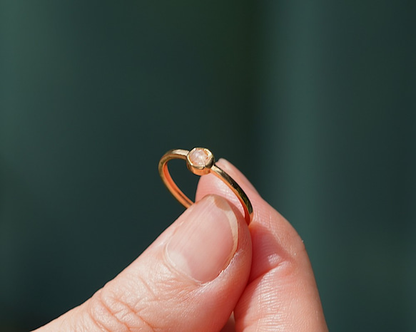 [送料無料]ヘキサゴンローズミルキーピンクダイヤモンドリング(K18、0.209ct) 4枚目の画像